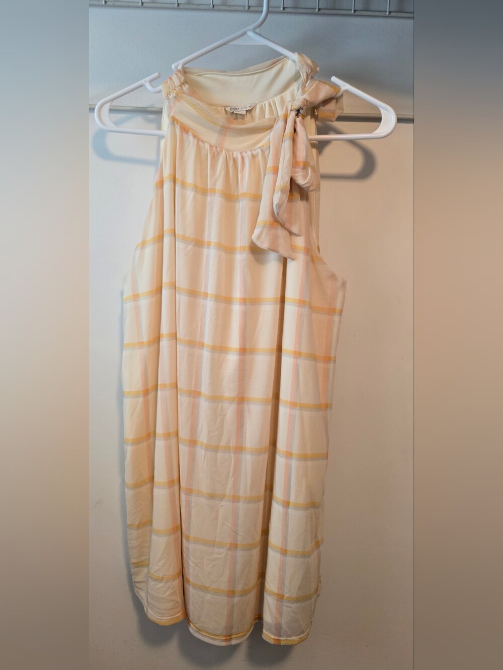 Cato Sleeveless Plaid Dress Top